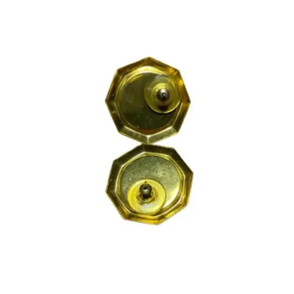 Vintage Style Gold Tone Faux Garnet Earrings Octagon 1" Ornate Dark Academia EUC - Picture 2 of 5